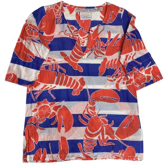 Gretchen Scott Tunic Shirt Girls 2/4 Cover Up Top Lobsters Coastal Beach Preppy - Picture 1 of 6